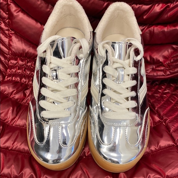Silver Metallic Women's Sneakers - Picture 1 of 6